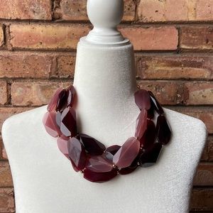 Chunky Three Strand Purple Statement Necklace